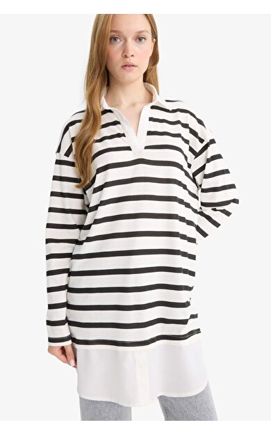 Regular Fit Polo Yaka Uzun Kollu Tunik