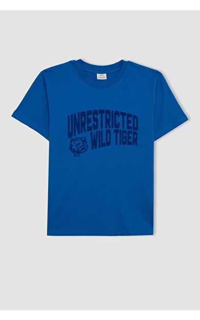 DeFactoFit Erkek Çocuk Bisiklet Yaka Baskılı Kısa Kollu Tişört D2225A824HSBE320