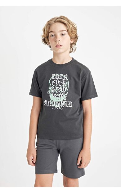 DeFactoFit Erkek Çocuk Bisiklet Yaka Baskılı Kısa Kollu Tişört D2226A824HSAR213