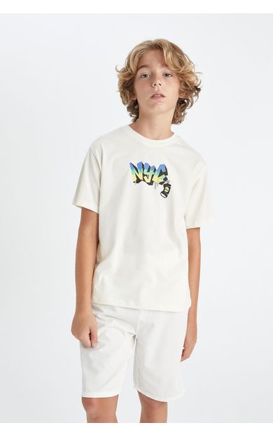 DeFacto DeFactoFit Erkek Çocuk Bisiklet Yaka Nakışlı Kısa Kollu Tişört D2228A824HSER238