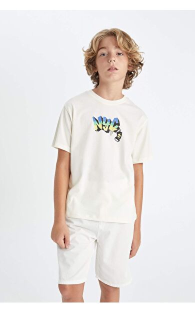 DeFactoFit Erkek Çocuk Bisiklet Yaka Nakışlı Kısa Kollu Tişört D2228A824HSER238