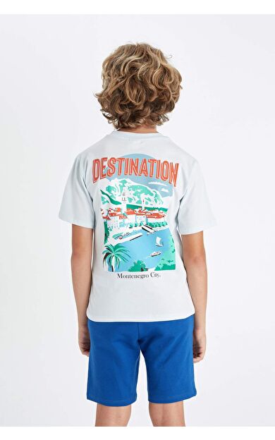 DeFactoFit Erkek Çocuk Bisiklet Yaka Sırt Baskılı Kısa Kollu Tişört D2231A824HSTR488