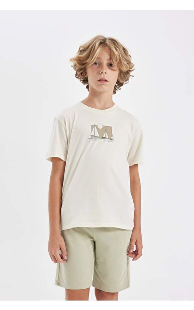 DeFactoFit Erkek Çocuk Bisiklet Yaka Baskılı Kısa Kollu Tişört D2241A824HSER110