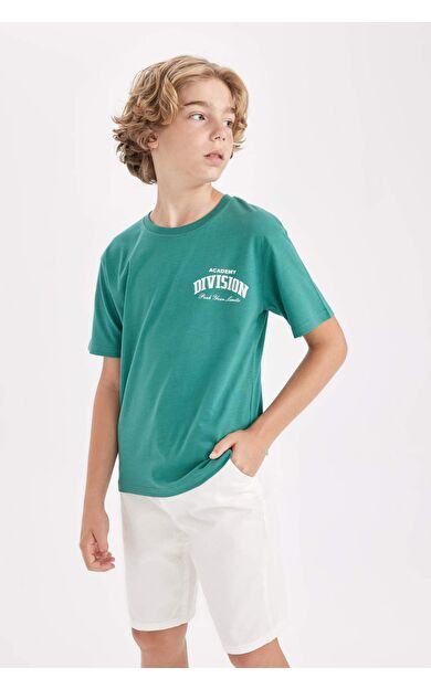 DeFactoFit Erkek Çocuk Oversize Fit Bisiklet Yaka Baskılı Kısa Kollu Tişört D2242A824HSGN115