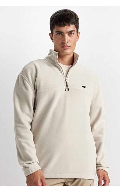 DeFacto Relax Fit Dik Yaka Fermuarlı Polar Sweatshirt D2348AX24AUBG106