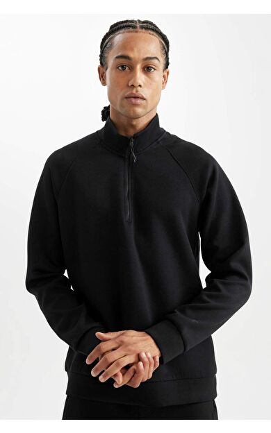 DeFacto DeFactoFit Standart Fit Dik Yaka Yarım Fermuarlı Sporcu Sweatshirt