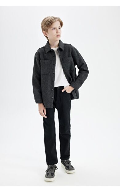 DeFacto Erkek Çocuk Regular Fit Düz Paça Jean Polar Astarlı Pantolon