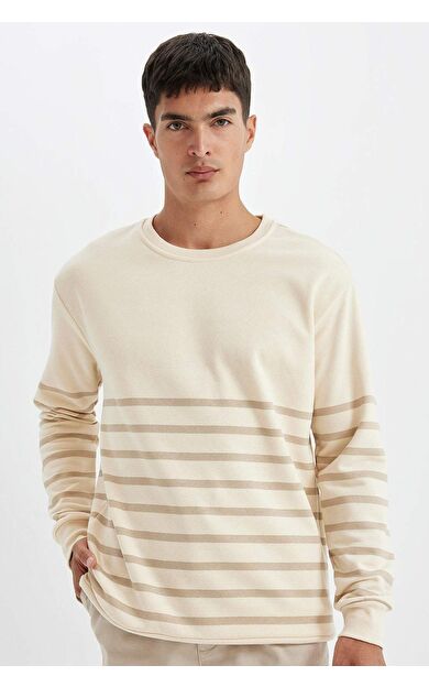 DeFactoFit Comfort Fit Bisiklet Yaka Kalın Kumaş Sweatshirt