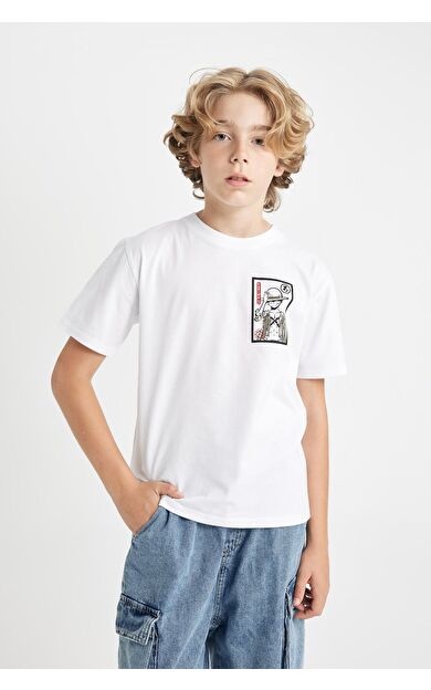 DeFacto DeFactoFit Erkek Çocuk One Piece Regular Fit Bisiklet Yaka Sırt Baskılı Kısa Kollu Tişört