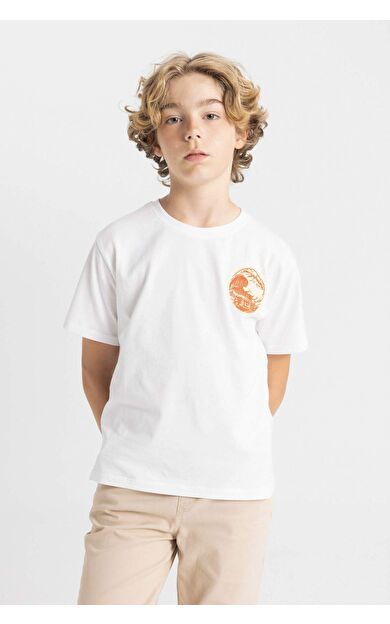 DeFactoFit Erkek Çocuk Bisiklet Yaka Baskılı Kısa Kollu Tişört D2418A824HSWT34