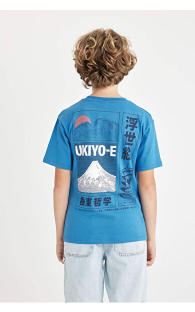 DeFactoFit Erkek Çocuk Bisiklet Yaka Sırt Baskılı Kısa Kollu Tişört D2419A824HSBE776