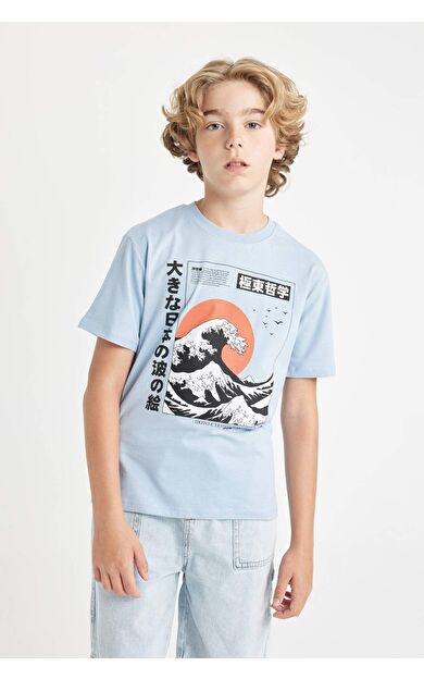 DeFactoFit Erkek Çocuk New Regular Fit Bisiklet Yaka Baskılı Kısa Kollu Tişört D2421A824HSBE734