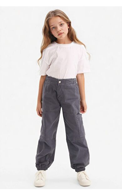 Kız Çocuk Paraşüt Kargo Pamuklu Pantolon