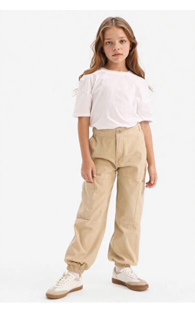 Kız Çocuk Paraşüt Kargo Pamuklu Pantolon