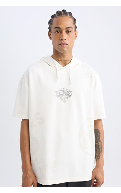 DeFacto DeFactoFit NBA New York Knicks Oversize Fit Kapüşonlu Tişört