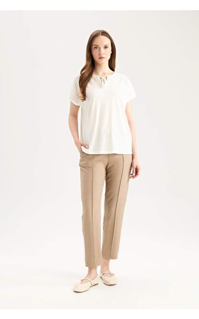 Lastikli Bel Bağcıklı Basic Düz Paça Jogger Pantolon