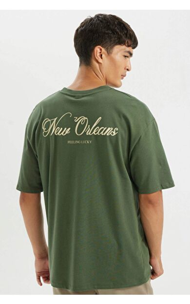 DeFactoFit Oversize Fit Bisiklet Yaka Sırt Baskılı Kısa Kollu Tişört D2587AX24AUKH493