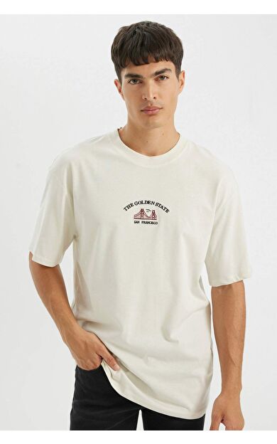 DeFactoFit Relax Fit Bisiklet Yaka Baskılı Kısa Kollu Tişört D2588AX24AUER190