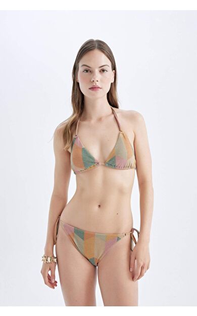 DeFacto DeFactoFit Fall in Love Regular Fit Desenli Bağcıklı Bikini Alt D2650AX24HSYL263