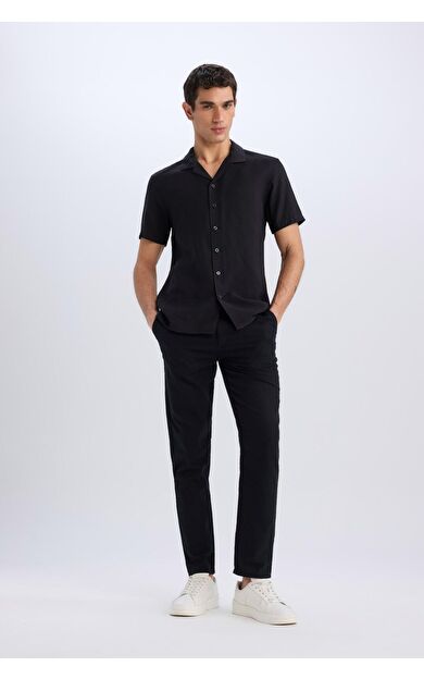 DeFacto Yazlık Jogger Pantolon Slim Fit Dar Kesim Düz Paça Pamuklu Cepli D2671AX25SMBK81