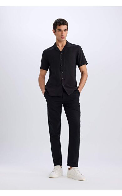 DeFacto Yazlık Jogger Pantolon Slim Fit Dar Kesim Düz Paça Pamuklu Cepli D2671AX25SMBK81