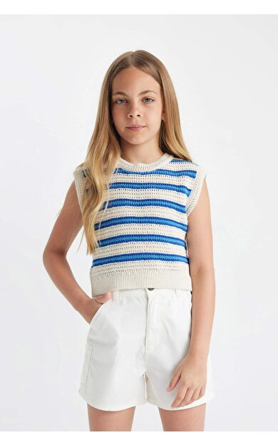 DeFactoFit Kız Çocuk Çizgili Ajurlu Atlet