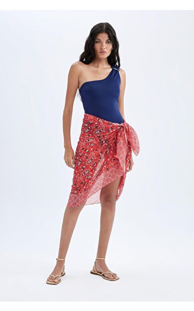 DeFacto Fall in Love Regular Fit Desenli Vual Plaj Kıyafeti D2745AXNSRD197