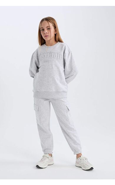 DeFacto Kız Çocuk Kargo Cepli Beli Paçası Lastikli Jogger Eşofman Altı D2756A824WNGR421