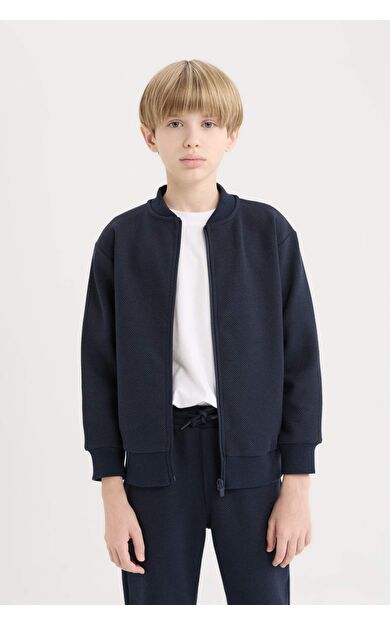 DeFacto Erkek Çocuk Kolej Yaka Fermuarlı Bomber Hırka