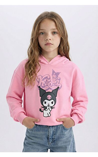 DeFacto Kız Çocuk Hatsune Miku Oversize Fit Geniş Kalıp Kapüşonlu Sweatshirt