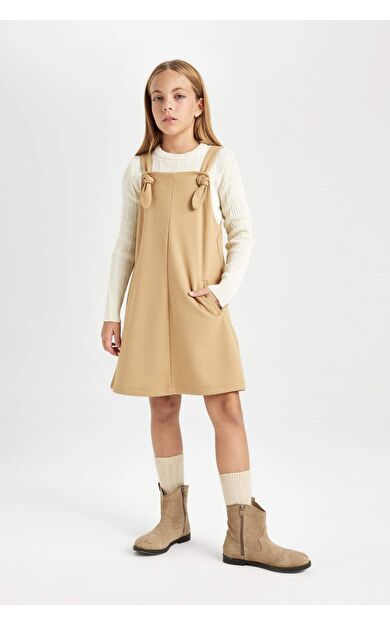 Kız Çocuk Cepli Salopet Elbise