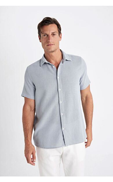 DeFacto DeFactoFit Regular Fit Polo Yaka Pamuklu Kısa Kollu Gömlek D2924AX24SMGR524