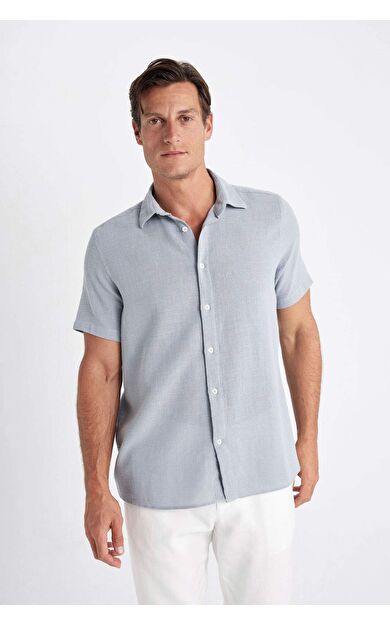 DeFacto DeFactoFit Regular Fit Polo Yaka Pamuklu Kısa Kollu Gömlek D2924AX24SMGR524