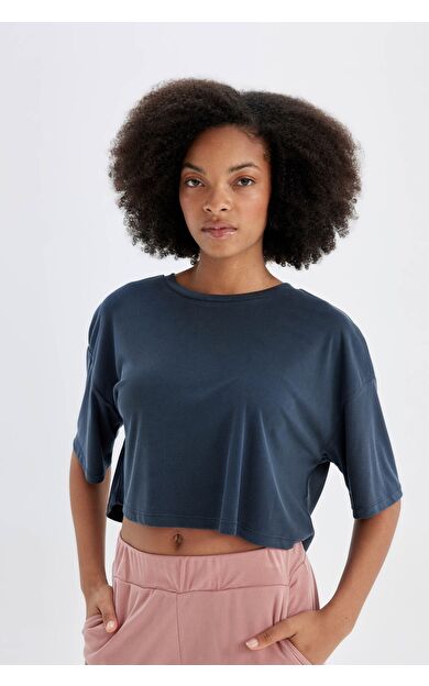 DeFacto DeFactoFit Crop Bisiklet Yaka Sporcu Modal Kısa Kollu Tişört D2978AX24HSAR224