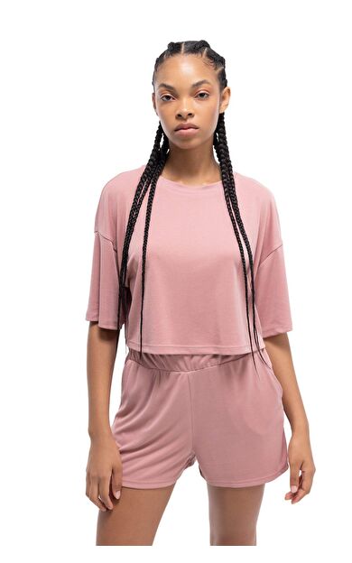 DeFactoFit Crop Bisiklet Yaka Sporcu Modal Kısa Kollu Tişört D2978AX24HSBR103