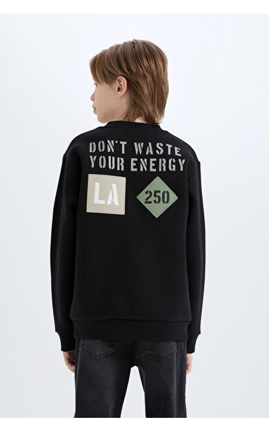 DeFacto Erkek Çocuk Bisiklet Yaka Sırt Baskılı Sweatshirt