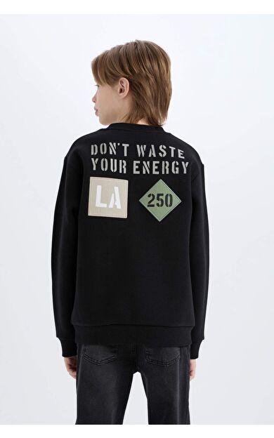 DeFacto Erkek Çocuk Bisiklet Yaka Sırt Baskılı Sweatshirt