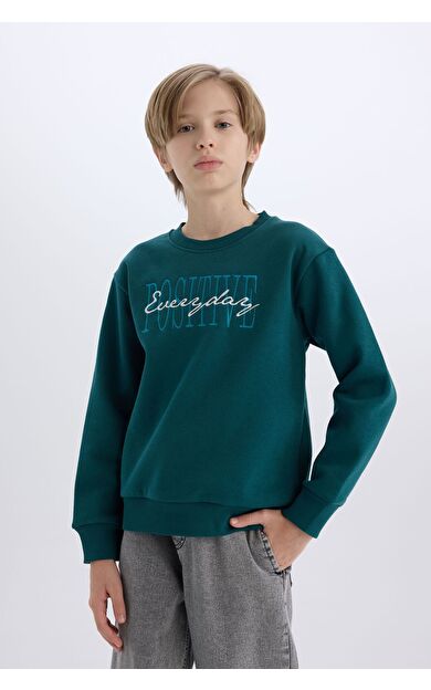DeFacto Erkek Çocuk Regular Fit Bisiklet Yaka Baskılı Kalın Sweatshirt D3036A824WNGN146