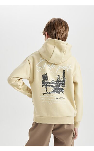 DeFacto Erkek Çocuk Kapüşonlu Sırt Baskılı Sweatshirt D3039A824WNBG435