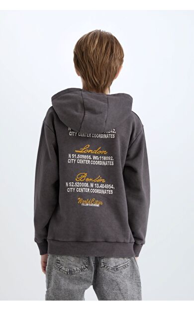 DeFacto Erkek Çocuk Kapüşonlu Sırt Baskılı Sweatshirt D3060A824WNAR223