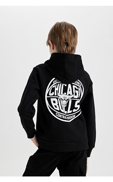 DeFacto Erkek Çocuk NBA Chicago Bulls Oversize Fit Kapüşonlu Sweatshirt