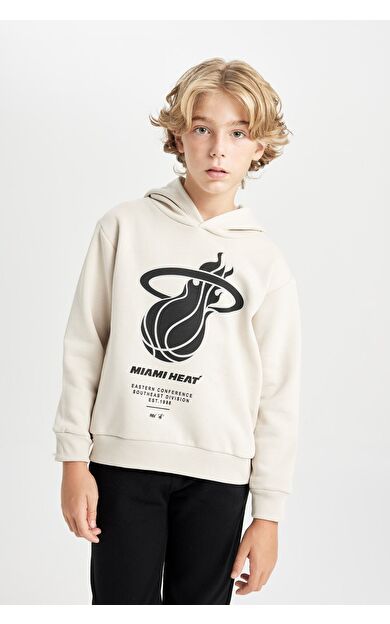 DeFacto Erkek Çocuk NBA Miami Heat Bisiklet Yaka Kalın Sweatshirt