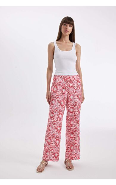 DeFacto Straight Fit Cepli Yüksek Bel Geniş Paça Pantolon