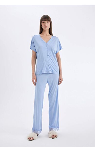 DeFactoFit Fall in Love Regular Fit Kısa Kollu Pijama Takımı