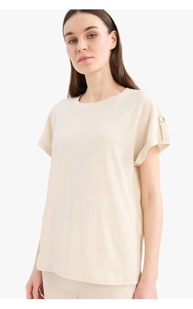 DeFacto Regular Fit Bisiklet Yaka Basic Düz Kısa Kollu Tişört D3198AX25SPBG286