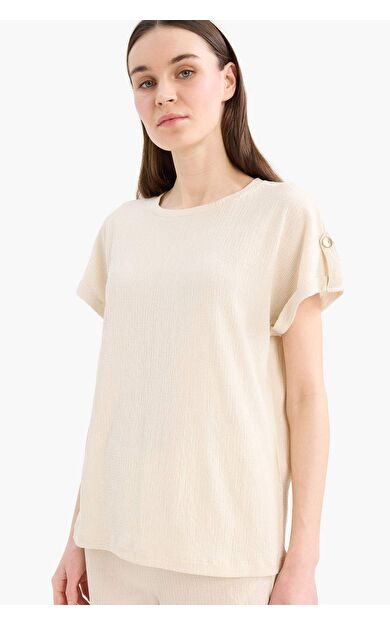 DeFacto Regular Fit Bisiklet Yaka Basic Düz Kısa Kollu Tişört D3198AX25SPBG286