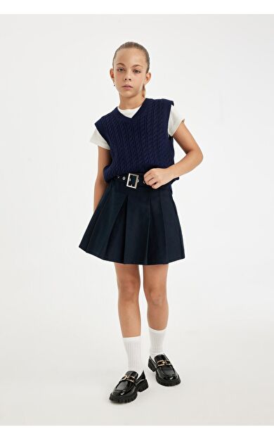 DeFacto Kız Çocuk Gabardin Pileli Etek D3214A824WNNV253