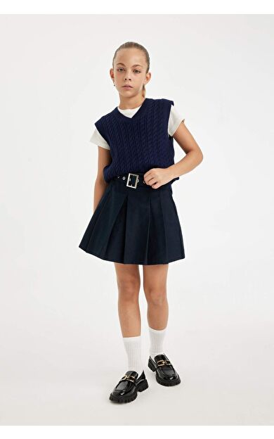 DeFacto Kız Çocuk Gabardin Pileli Etek D3214A824WNNV253