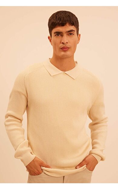 DeFacto Standart Fit Polo Yaka Basic Düz Triko Kazak D3218AX24WNBG300