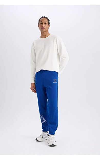 DeFacto DeFactoFit NBA Golden State Warriors Standart Fit Beli Bağcıklı Cepli Kalın Jogger Eşofman Altı